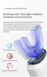 Electric Toothbrush for Adult Automatic USB Charge U-Shaped Toothbrush 360 Degrees Intelligent Rechargeable Toothbrus